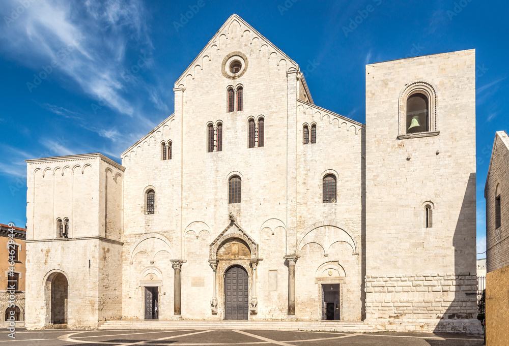View at the Basilica of San Nicola in the streets of Bari in Italy