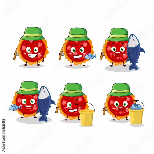 A fisherman strawberry tart cartoon picture catch a big fish