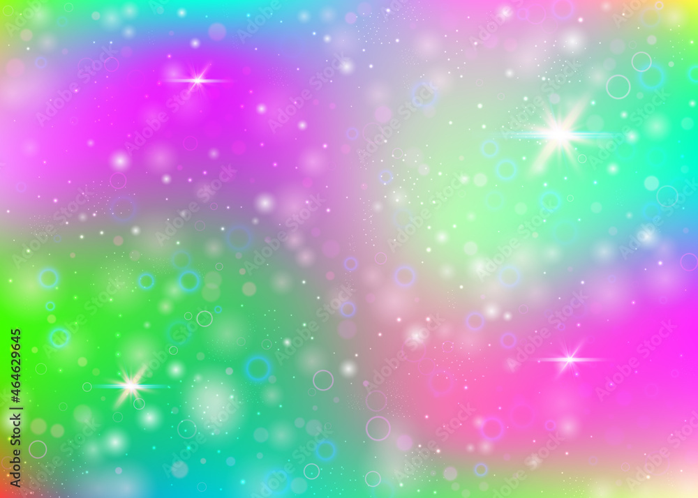 Unicorn background with rainbow mesh.