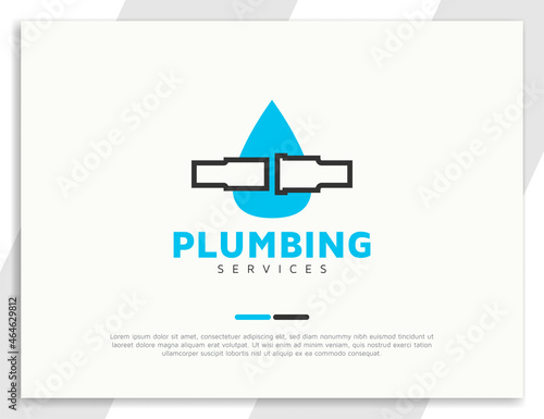 Flat plumbing logo design template with waterdrop