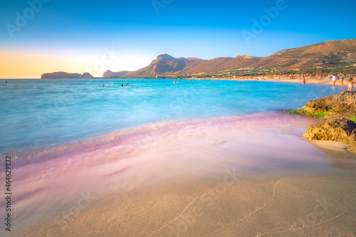 Famous sandy beach of Falasarna at the north west of Chania, Crete, Greece. © gatsi