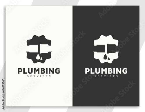 Plumbing services logo design with waterdrop illustration