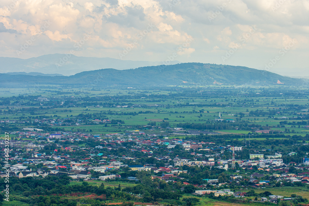 Natural scenery overlooking the beautiful mountains and trees of Thailand.
