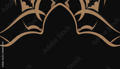 Black banner template with abstract brown ornament and place for logo or text