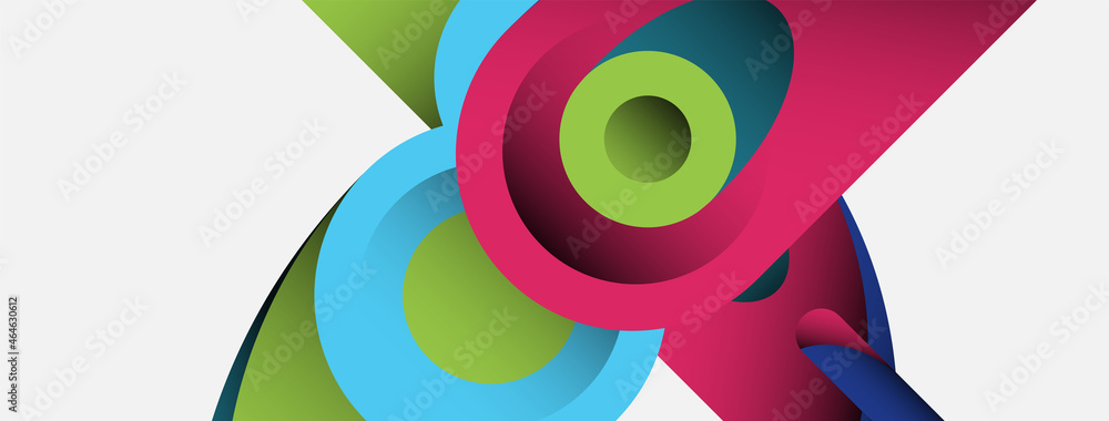 Fototapeta premium Abstract background. Minimal geometric circles and round style shapes with deep shadow effects. Trendy technology business template for wallpaper banner or background