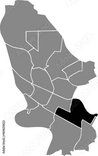 Black location administrative map of the Seckenheim district inside gray urban districts map of the German regional capital city of Mannheim, Germany photo