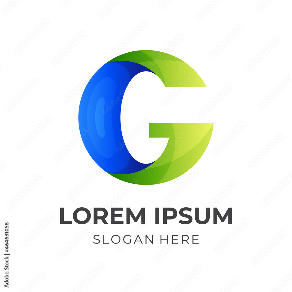 initial G logo concept vector with 3d blue and green color style initial G logo concept vector with 3d blue and green color style