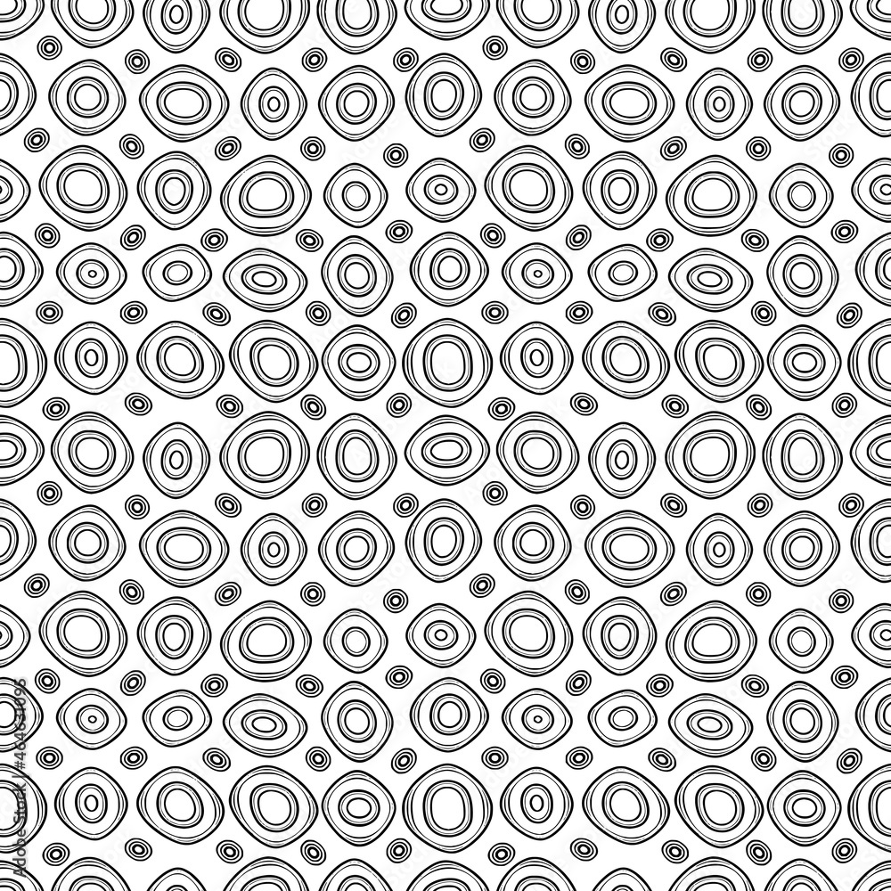 Seamless pattern, abstract shapes. Ovals and circles. Vector geometric background. 