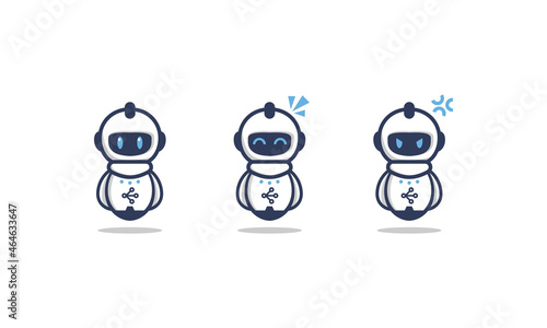 Illustration vector graphic of cute android robot with multiple expression