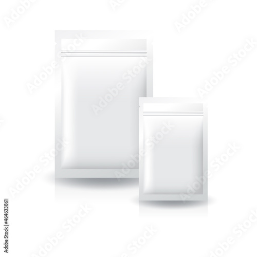 2 sizes blank white flat foil zip bag for food, healthy or beauty product.