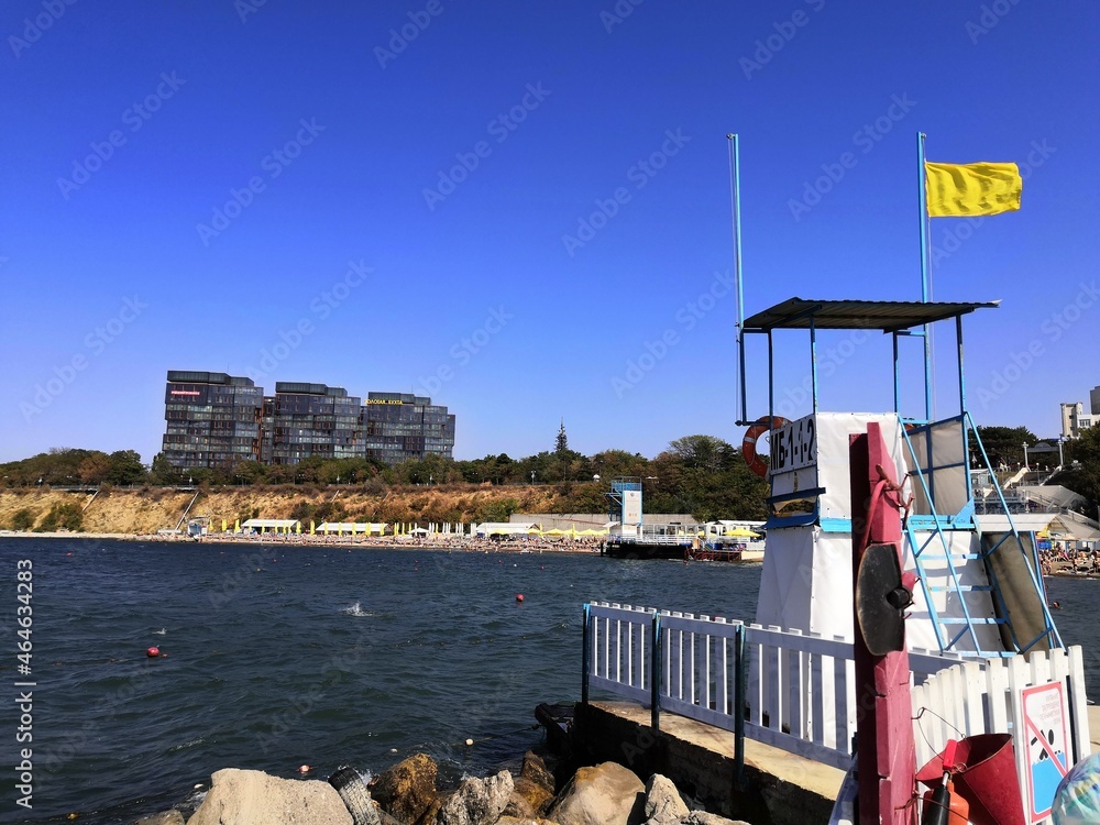 
lifeguard tower on the seashore