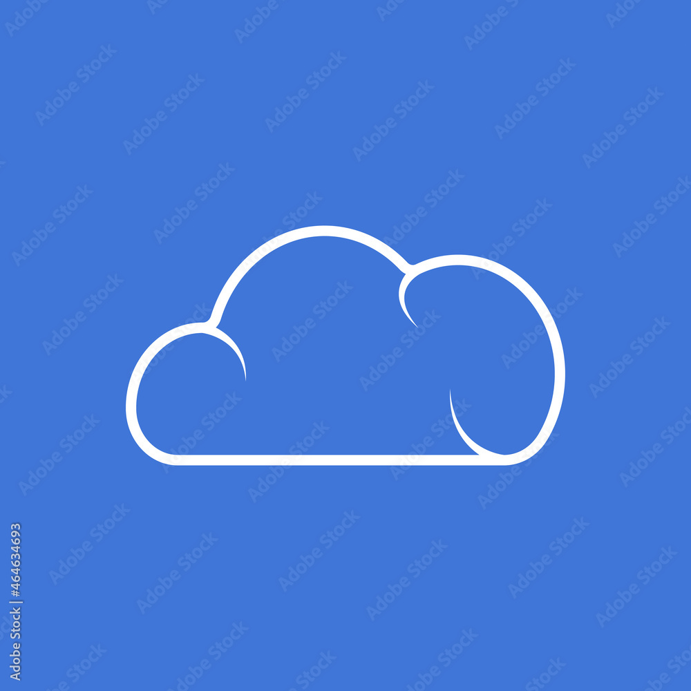 Cloud vector linear icon on blue background. White cloud vector icon. Data collection concept. Cloud storage concept. Cloud simple logo. Vector illustration. Cloud vector linear icon on blue background. White cloud vector icon. Data collection concept. Cloud storage concept. Cloud simple logo. Vector illustration.