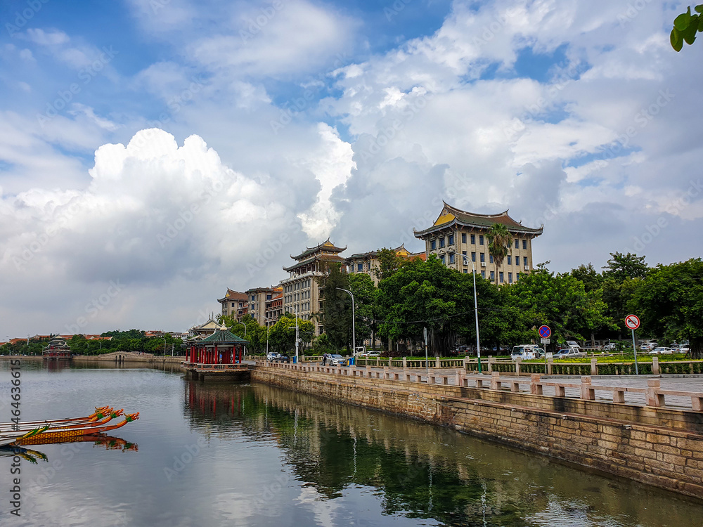 Fototapeta premium Xiamen Fujian China Chinese landscape city village sea and mountains culture technology architecture