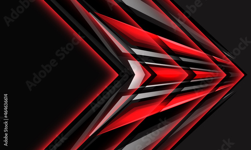 Abstract red power silver arrow speed direction on grey technology design modern futuristic background vector illustration.