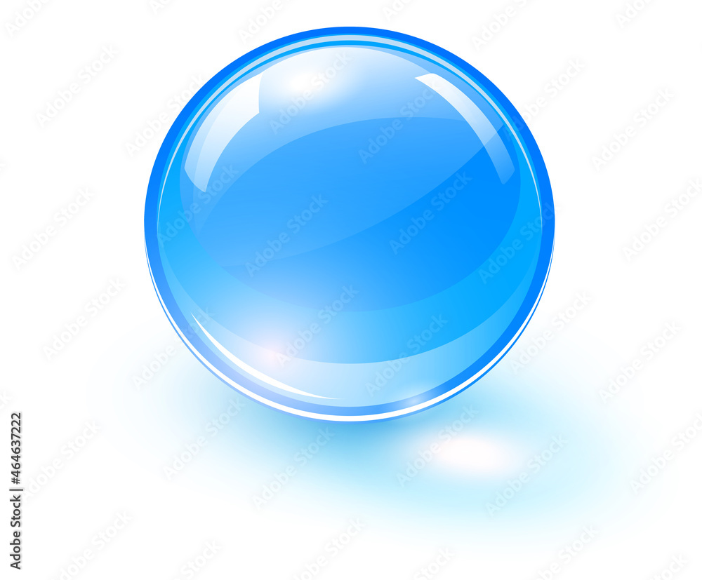 Blue glass ball, 3D shiny and lustrous sphere icon, vector illustration. Blue glass ball, 3D shiny and lustrous sphere icon, vector illustration.