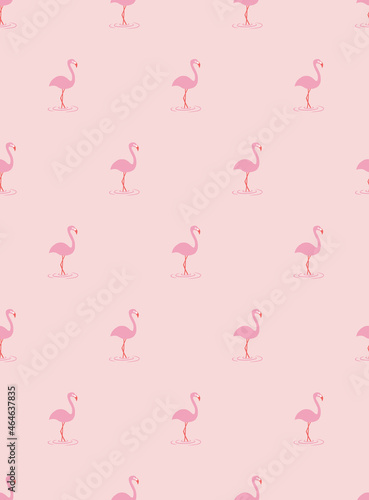 Flamingo small scaled regular vector seamless pattern. Boho bird phone wallpaper. Pink neutral screen background.