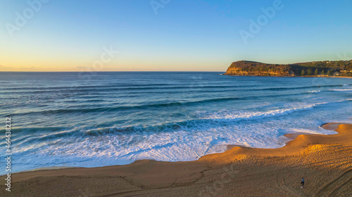 Surfs up aerial sunrise seascape