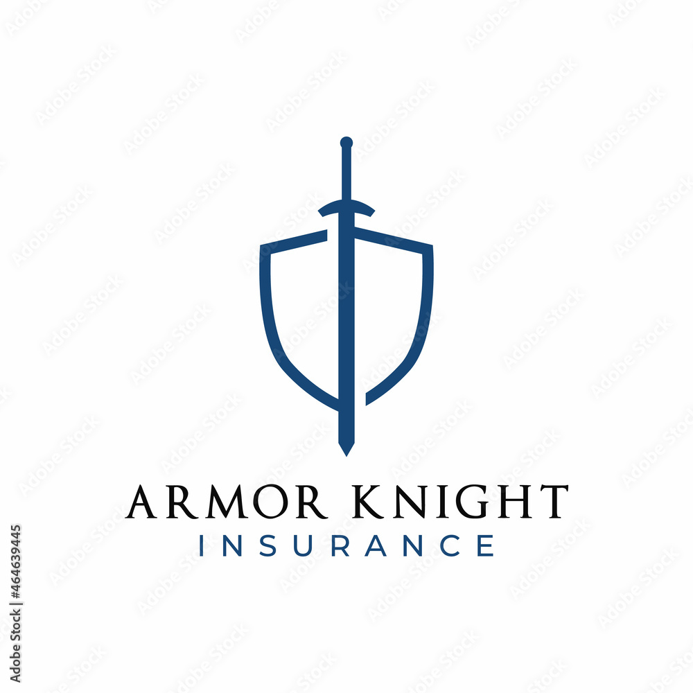 Knight Shield Armor Sword for Military Legal Wealth Insurance Logo Design Vector Knight Shield Armor Sword for Military Legal Wealth Insurance Logo Design Vector