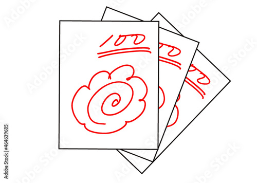 はなまる,満点,100点,イラスト,手描き,赤ペン,添削,テスト,試験入試,塾,学校,ベクター