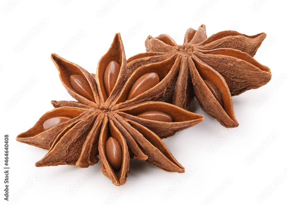 Star anise spice and isolated on white background Star anise spice and isolated on white background