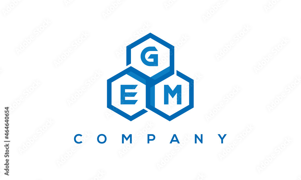 GEM three letters creative polygon hexagon logo GEM three letters creative polygon hexagon logo