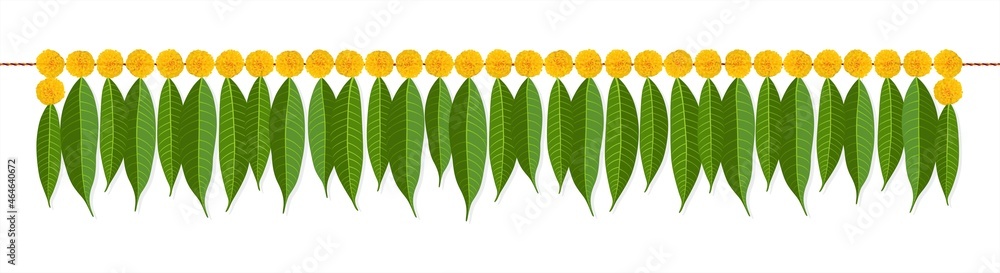 Φωτογραφία Indian Traditional Mango Leaves and Marigold Garland | Decoration for Indian Hin