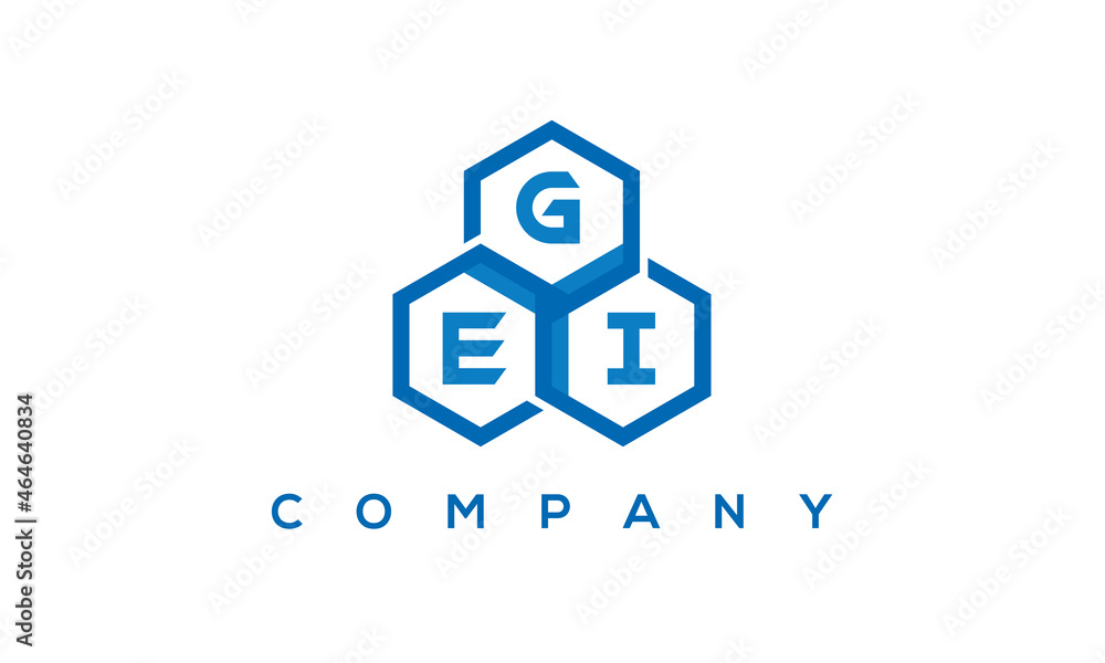 GEI three letters creative polygon hexagon logo