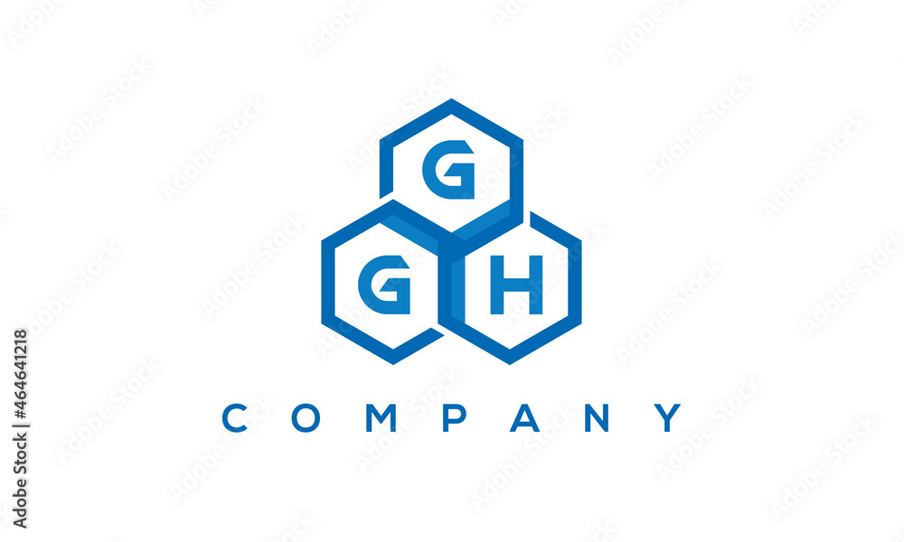 GGH three letters creative polygon hexagon logo GGH three letters creative polygon hexagon logo