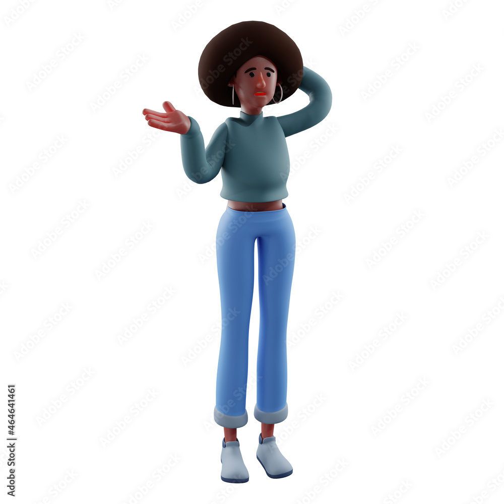 3D Afro Girl Cartoon Picture having a cute curly hair 3D Afro Girl Cartoon Picture having a cute curly hair