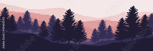 sunrise mountain view landscape vector illustration design for wallpaper design, design template, background template, and tourism design template
