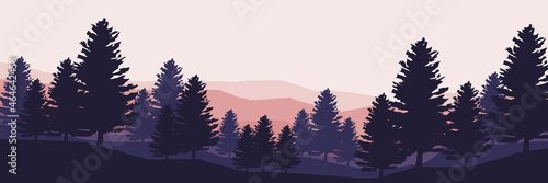 sunrise mountain view landscape vector illustration design for wallpaper design, design template, background template, and tourism design template