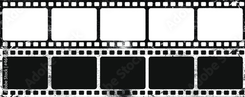 Grunge film strips collection. Old retro cinema movie strip. Video recording. Vector illustration.
