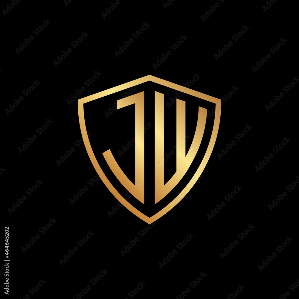 golden initial letter JW shield logo design vector golden initial letter JW shield logo design vector