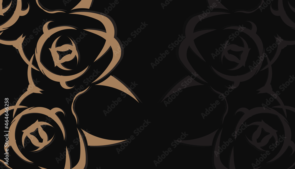 Black banner with vintage brown ornament for design under your logo or text