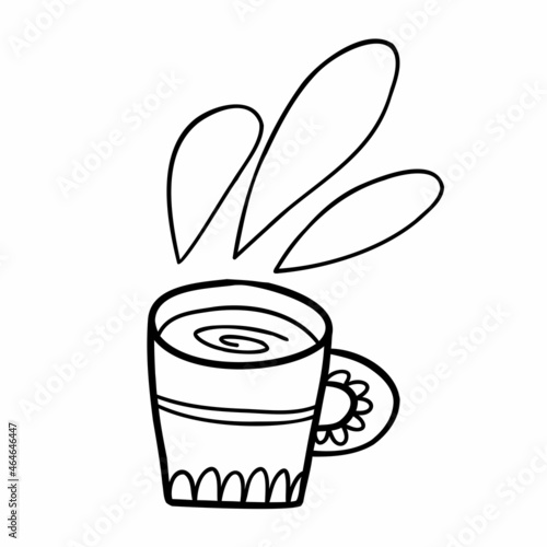 hand drawn doodle cup. hot drink in a cup.morning routine. vector illustration isolated on white background