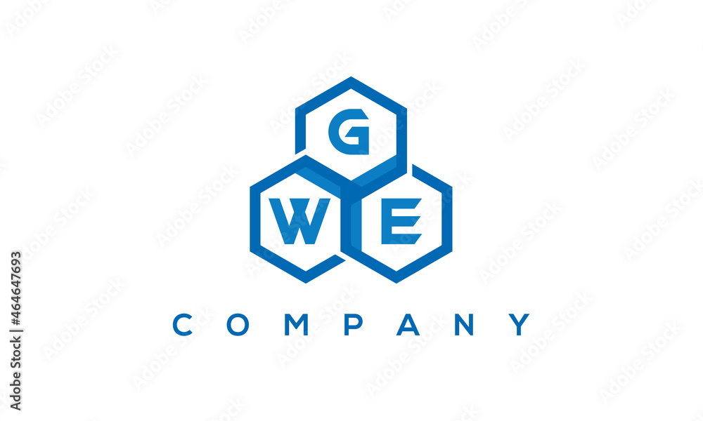 GWE three letters creative polygon hexagon logo GWE three letters creative polygon hexagon logo