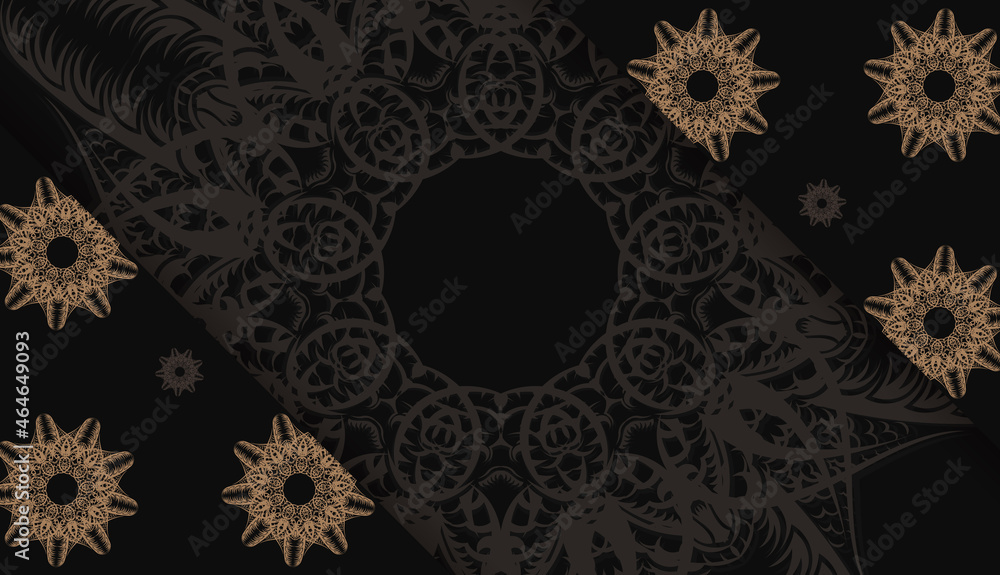 Black background with abstract brown ornament for design under your logo Black background with abstract brown ornament for design under your logo