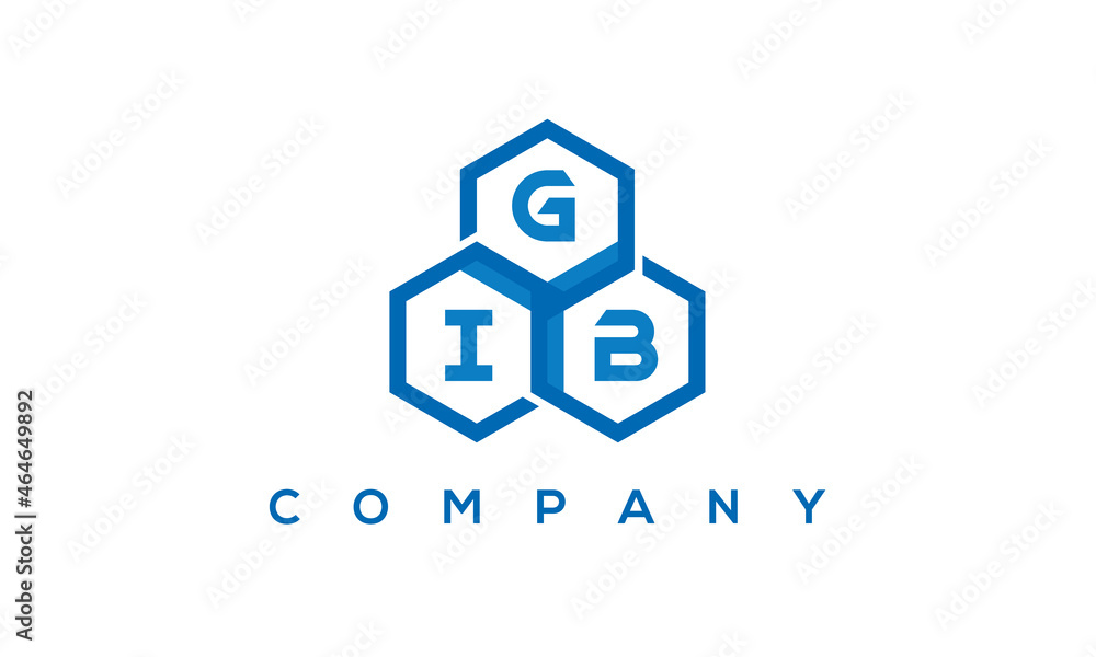 GIB three letters creative polygon hexagon logo