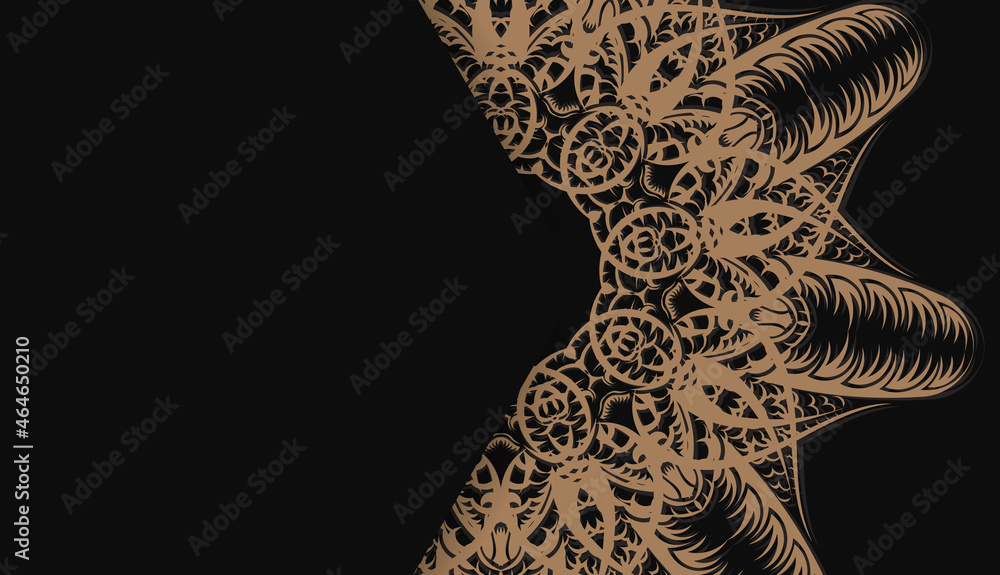 Black background with Indian brown ornaments and place for logo or text Black background with Indian brown ornaments and place for logo or text