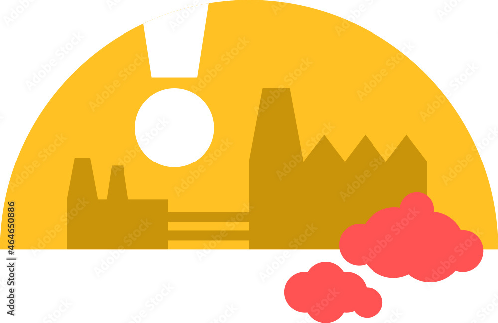 Climate change pollution by industry noon with big exclamation mark moon minimal flat isolated vector graphic icon or illustration Climate change pollution by industry noon with big exclamation mark moon minimal flat isolated vector graphic icon or illustration