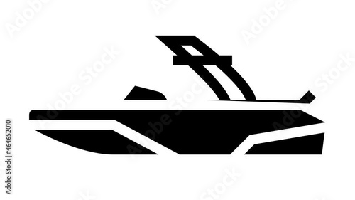 Boat Water Transportation Types black line animation. Runabout And Catamaran, Fishing And Bowrider, Motor Yacht And Cabin Cruiser Boat photo