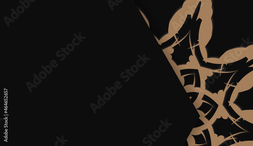 Black banner template with brown mandala pattern and place for text