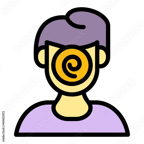 Face hypnosis icon. Outline face hypnosis vector icon color flat isolated