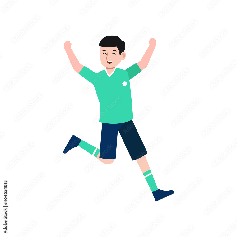 happy soccer player character vector illustration design
