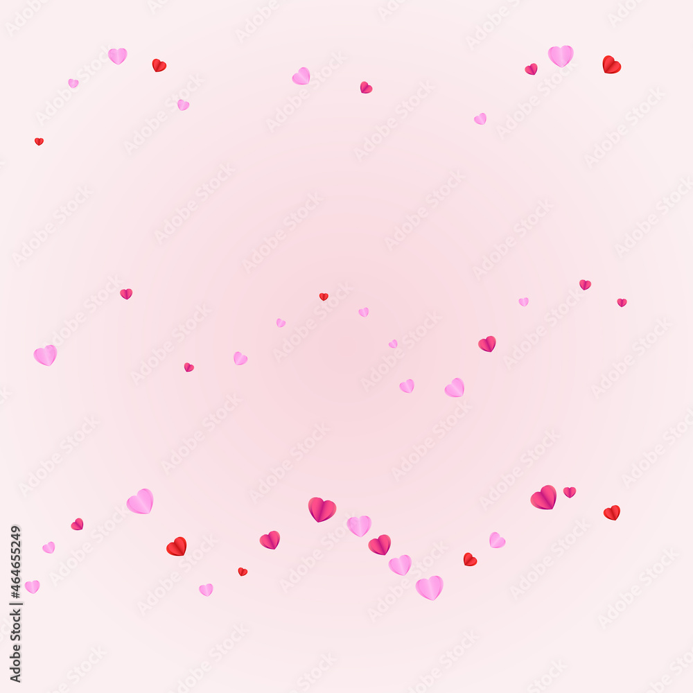 Fond Heart Background Pink Vector. Decor Texture Confetti. Lilac Folded Backdrop. Pinkish Confetti Rain Illustration. Tender Birthday Frame.