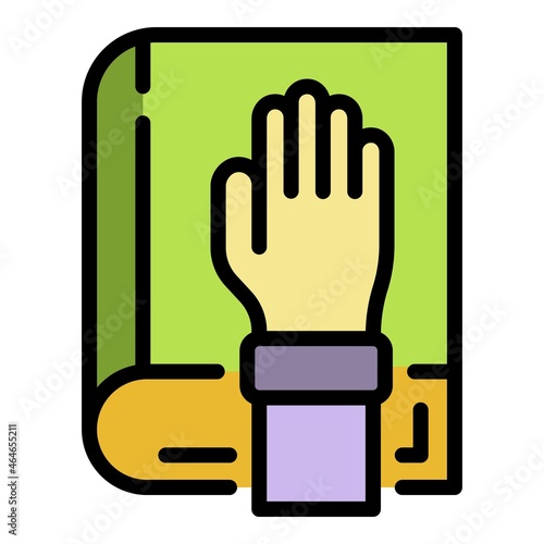 Judge book icon. Outline judge book vector icon color flat isolated