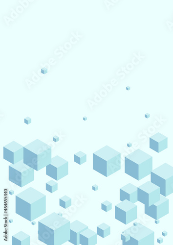 Sky Blue Cubic Background Blue Vector. Block Flow Template. Gray Geometric Network Design. Data Illustration. Monochrome Symbol Polygon.