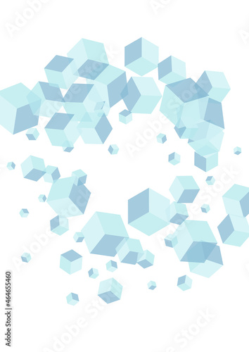 Sky Blue Polygon Background White Vector. Geometric Isometric Card. Blue Cubic Network Texture. Perspective Illustration. Monochrome Wallpaper Box.