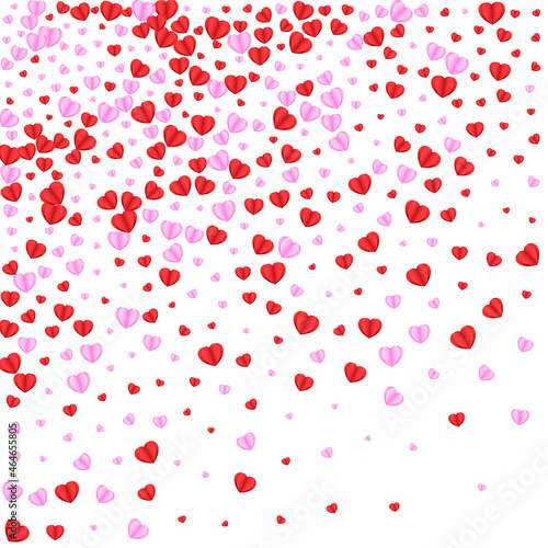 Violet Heart Background White Vector. Present Backdrop Confetti. Pink Greeting Pattern. Fond Confetti Rain Illustration. Red Romantic Texture.