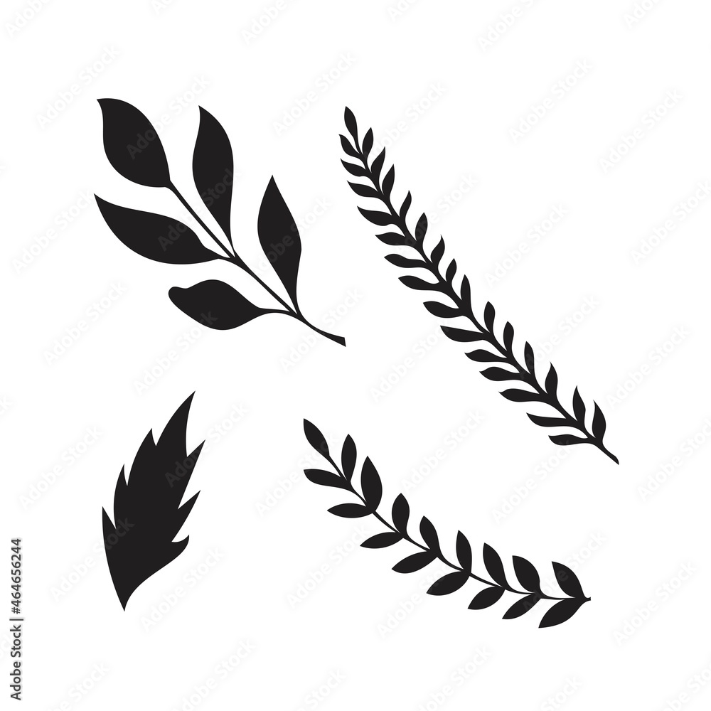 hand drawn tree branches with leaves set hand drawn tree branches with leaves set